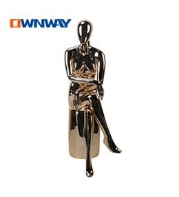Egg head no wig gold plating sitting femal mannequins HQT-F002
