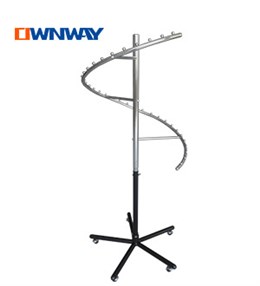 Metal spiral display garment rack with five wheels HQX067