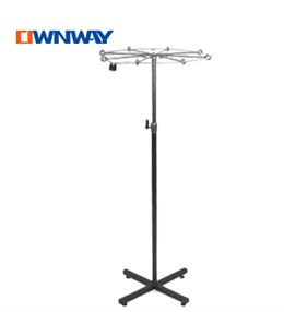 Metal four arms display garment rack with four wheels HQS030
