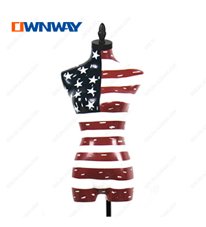painted pattern national flag half body female mannequin torso
