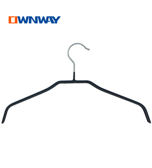 Black PVC coated clothes hanger with best price HQHP021